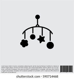 Web line icon. Baby crib hanging toy; toy above the crib