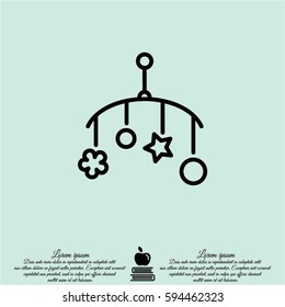 Web line icon. Baby crib hanging toy; toy above the crib