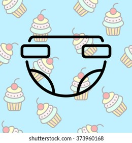 Web line icon. Baby diaper (nappy)