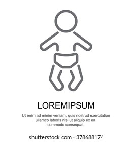 Web line icon. Baby in a diaper