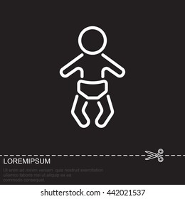 Web line icon. Baby in a diaper