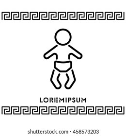 Web line icon. Baby in a diaper