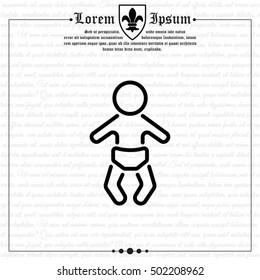 Web line icon. Baby in a diaper