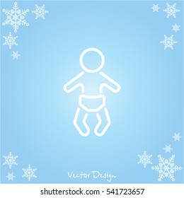 Web line icon. Baby in a diaper