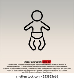 Web line icon. Baby in a diaper
