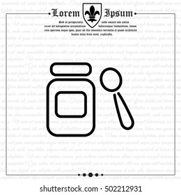 Web line icon. Baby food (jar, spoon and puree)