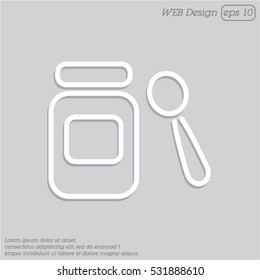 Web line icon. Baby food (jar, spoon and puree)