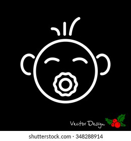 Web line icon. Baby with pacifier