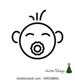 Web line icon. Baby with pacifier