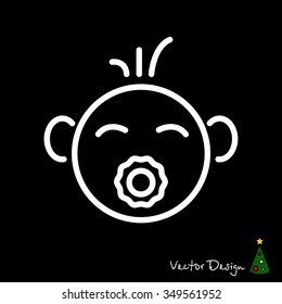 Web line icon. Baby with pacifier