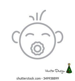 Web line icon. Baby with pacifier