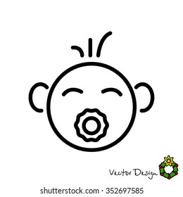Web line icon. Baby with pacifier