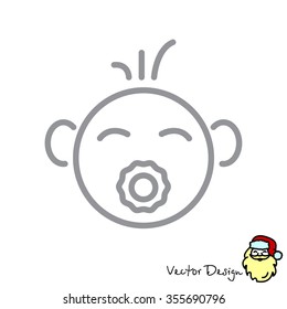 Web line icon. Baby with pacifier