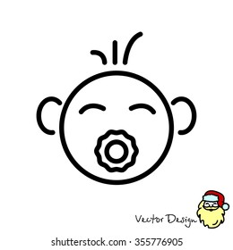 Web line icon. Baby with pacifier