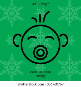 Web line icon. Baby with pacifier