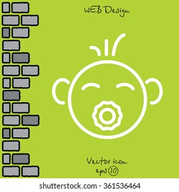 Web line icon. Baby with pacifier