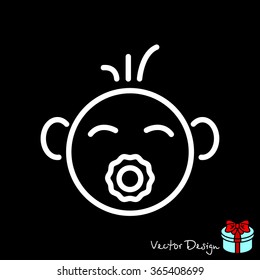 Web line icon. Baby with pacifier
