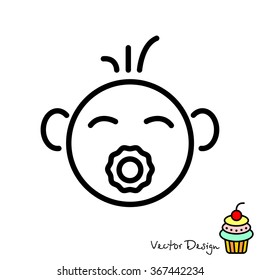 Web line icon. Baby with pacifier