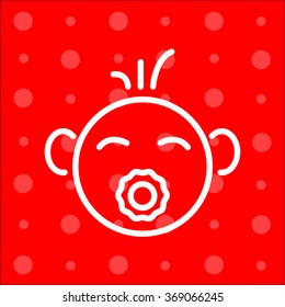Web line icon. Baby with pacifier