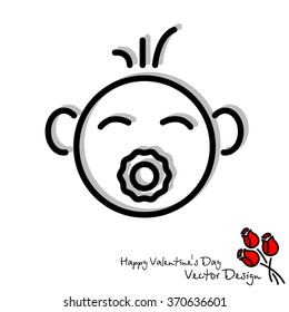 Web line icon. Baby with pacifier