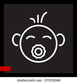 Web line icon. Baby with pacifier