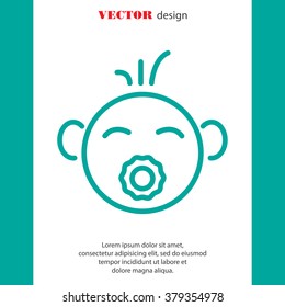 Web line icon. Baby with pacifier