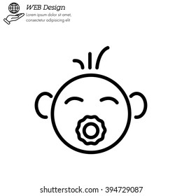 Web line icon. Baby with pacifier