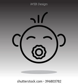 Web line icon. Baby with pacifier