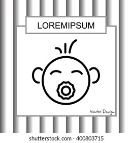 Web line icon. Baby with pacifier