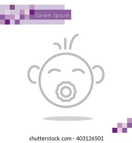 Web line icon. Baby with pacifier