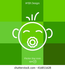 Web line icon. Baby with pacifier