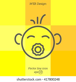 Web line icon. Baby with pacifier