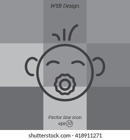 Web line icon. Baby with pacifier