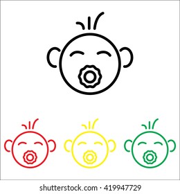 Web line icon. Baby with pacifier