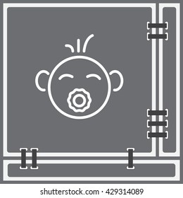 Web line icon. Baby with pacifier