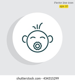 Web line icon. Baby with pacifier