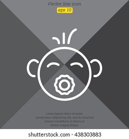 Web line icon. Baby with pacifier