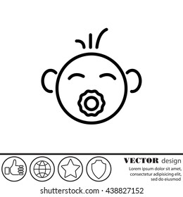 Web line icon. Baby with pacifier