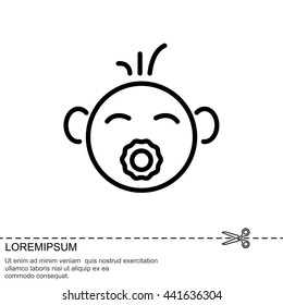Web line icon. Baby with pacifier