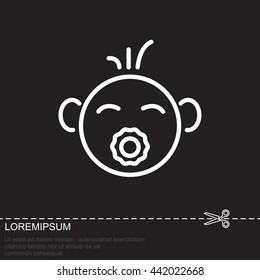 Web line icon. Baby with pacifier