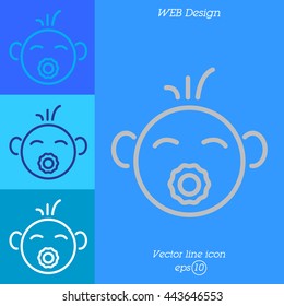 Web line icon. Baby with pacifier
