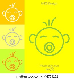 Web line icon. Baby with pacifier