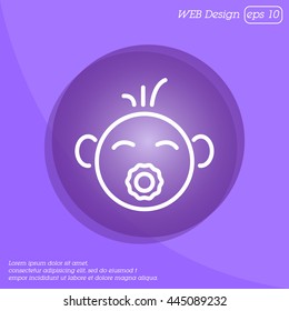 Web line icon. Baby with pacifier