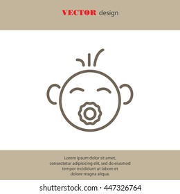 Web line icon. Baby with pacifier