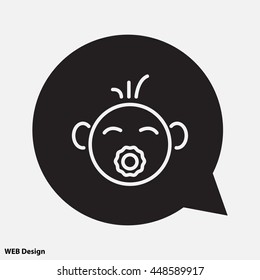 Web line icon. Baby with pacifier