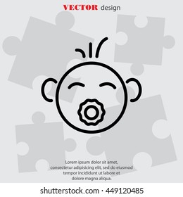 Web line icon. Baby with pacifier