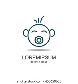 Web line icon. Baby with pacifier