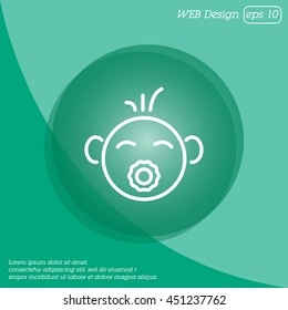 Web line icon. Baby with pacifier