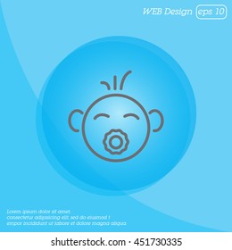 Web line icon. Baby with pacifier