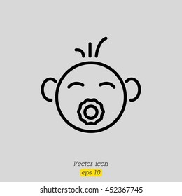 Web line icon. Baby with pacifier